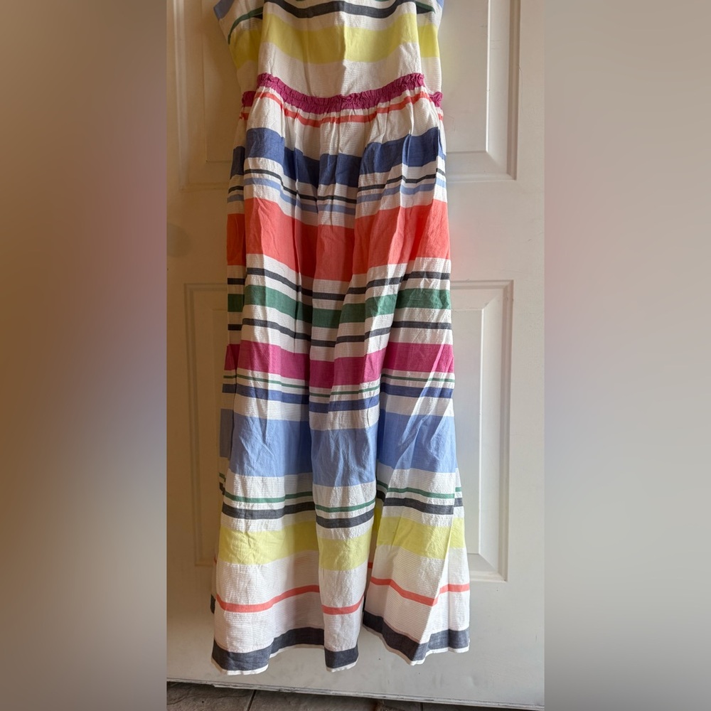 New GAP Multi Striped Sun Dress XL 100% Cotton pockets sleeveless smocked - Picture 3 of 12